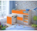 Кровать чердак Малыш Дуб молочный- Оранжевый