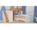Кровать чердак Кадет 2 с универсальной лестницей, Белое дерево - Оранжевый