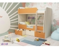 Кровать двухъярусная Малыш Двойняшка 1800*800, Дуб молочный - Оранжевый
