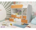 Кровать двухъярусная Малыш Двойняшка 1800*800, Белое дерево - Оранжевый
