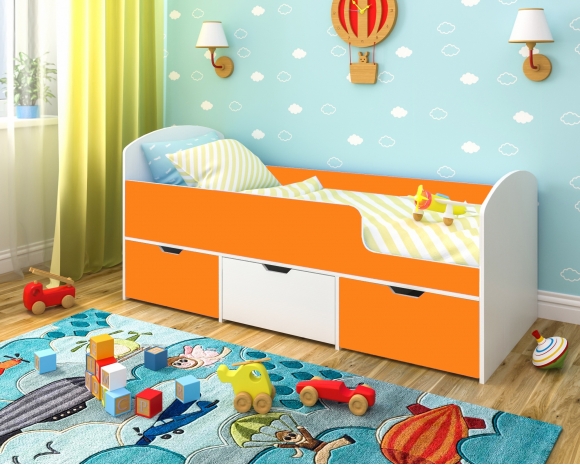 Кровать Малыш Мини Белое дерево - Оранжевый
